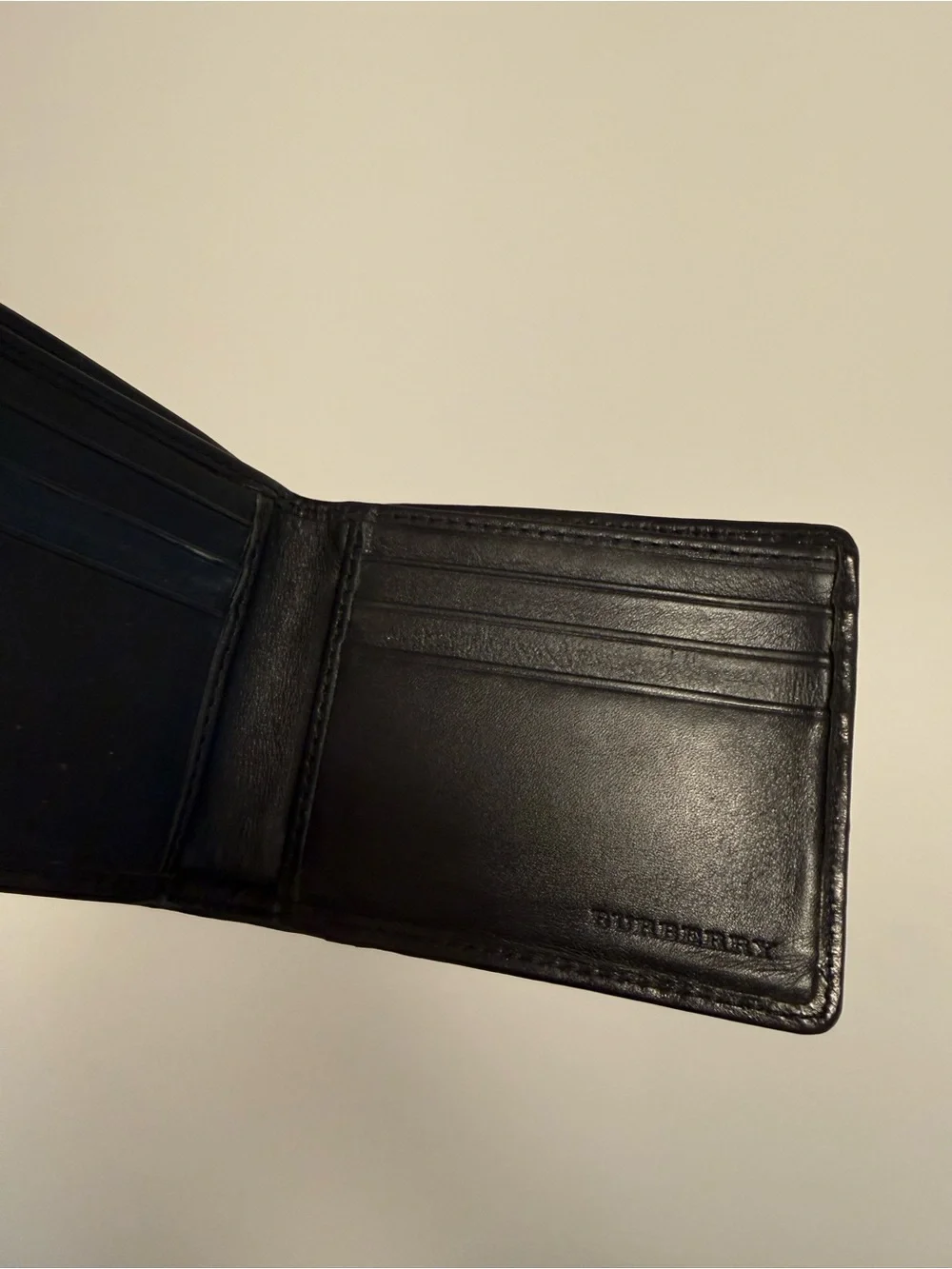 Authentic Burberry Plaid Men's Gray Black Canvas & Leather Bifold Wallet